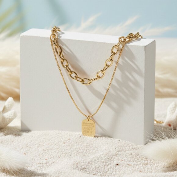 πMinimalist Chic Luxe Layered Necklace Set 18K Gold Plated Stainless Steel - Picture 13 of 13